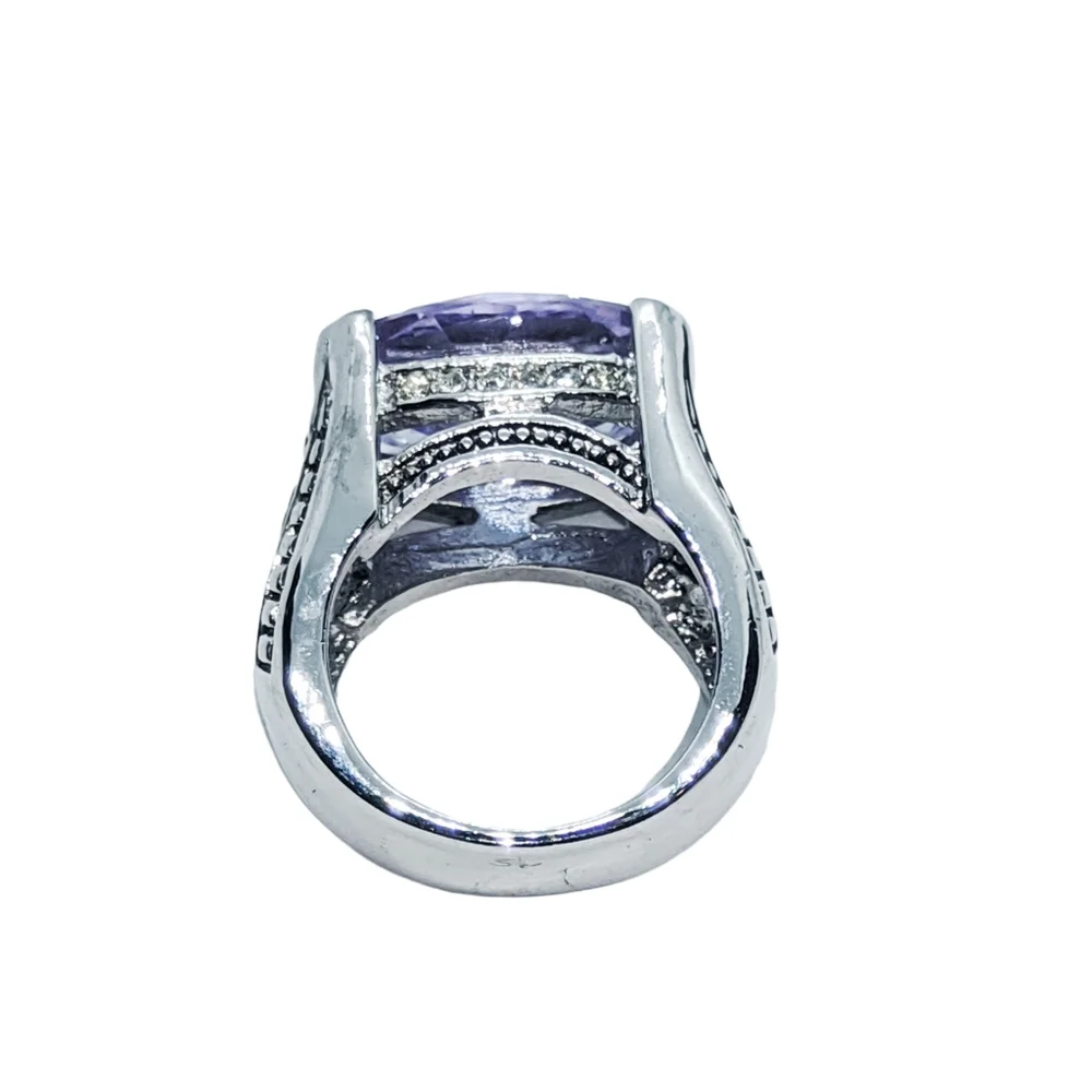 Periwinkle Color CZ Stone Silver Ring